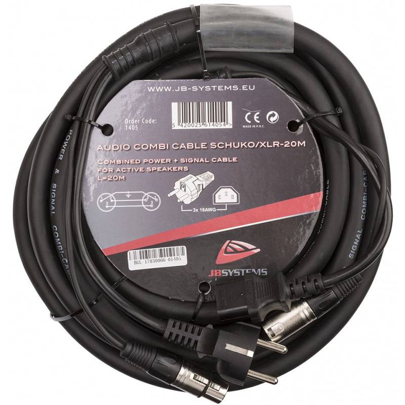 JB Systems Audio Combi Cable SCHUKO/XLR-20 m Hybridkabel von JB Systems