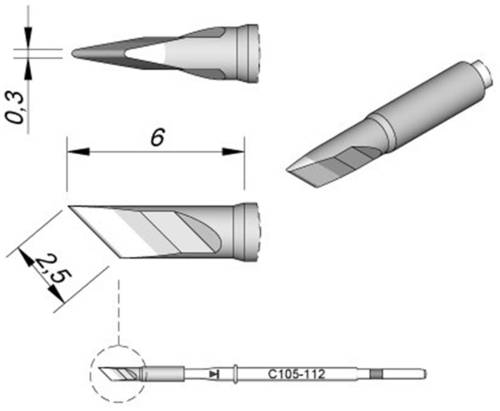 JBC Tools C105112 Lötspitze Klingenform, gerade Spitzen-Größe 0.3mm Inhalt 1St. von JBC Tools