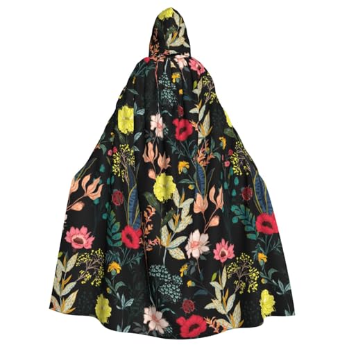 JBYJBX Farbenfroher Boho-Blumendruck, Halloween, Cosplay, Mittelalter-Festivals, Unisex, Umhang mit Hut und Kapuze JBYJBX Farbenfroher Boho-Blumendruck, Halloween, Cosplay, Mittelalter-Festivals, Unisex, Umhang mit Hut und Kapuze von JBYJBX