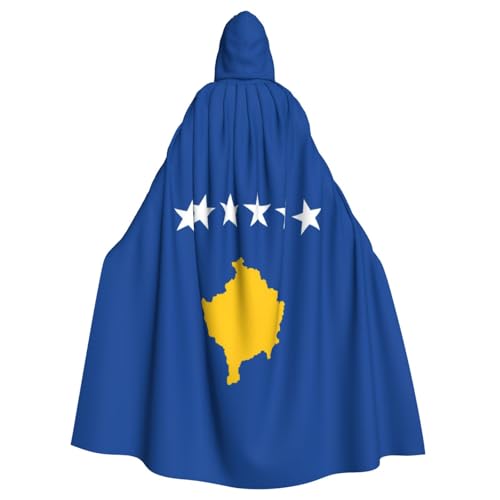 JBYJBX Flagge des Kosovo-Druck, Halloween-Kapuzenumhang, Karneval, Partys, Kapuzenumhang für Cosplay, Vampir-Kostüm von JBYJBX