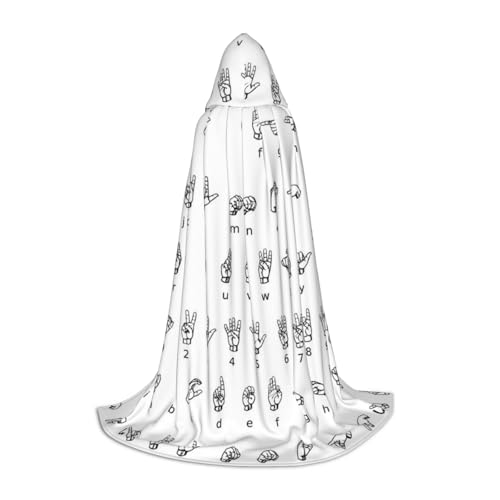 JBYJBX Gebärdensprachiger Alphabet-Druck, Unisex, Kapuzenumhang, Halloween, Cosplay, Kostüm, Weihnachten, Karneval, Party, Umhang JBYJBX Gebärdensprachiger Alphabet-Druck, Unisex, Kapuzenumhang, Halloween, Cosplay, Kostüm, Weihnachten, Karneval, Party, Umhang von JBYJBX