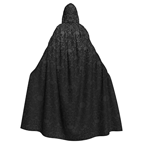 JBYJBX Gothic-Tapete, Totenkopf-Druck, Halloween, Kapuzenumhang, Karneval, Partys, Kapuzenumhang für Cosplay, Vampir-Kostüm von JBYJBX