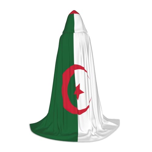 JBYJBX Halloween-Kapuzenumhang mit Algerien-Flagge, bedruckt, 130/150/170 cm, Karneval, Hexenkostüm, Cosplay, Mottoparty von JBYJBX