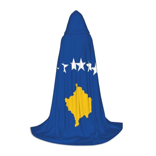 JBYJBX Halloween-Kapuzenumhang mit Flagge des Kosovo, 130/150/170 cm, Karneval, Hexenkostüm, Cosplay, Mottoparty von JBYJBX