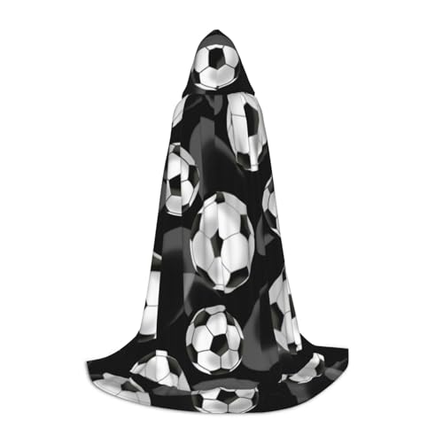 JBYJBX Halloween-Kapuzenumhang mit Fußball-Motiv, schwarz, 130/150/170 cm, Karneval, Hexenkostüm, Cosplay, Mottoparty von JBYJBX