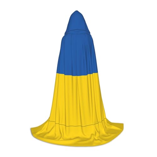 JBYJBX Halloween-Kapuzenumhang mit Ukraine-Flagge, bedruckt, 130/150/170 cm, Karneval, Hexenkostüm, Cosplay, Mottoparty von JBYJBX