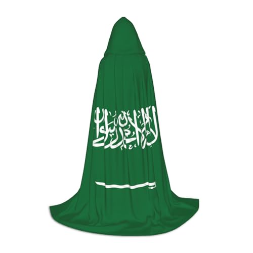 JBYJBX Halloween-Kapuzenumhang mit saudi-arabischer Flagge, bedruckt, 130/150/170 cm, Karneval, Hexenkostüm, Cosplay, Mottoparty von JBYJBX