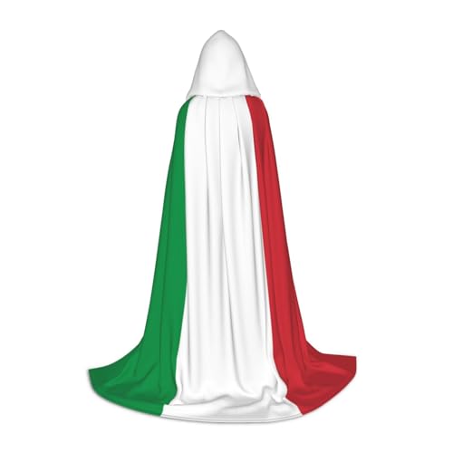 JBYJBX Italien-Flaggen-Druck, Halloween-Kapuzenumhang, 130/150/170 cm, Karneval, Hexenkostüm, Cosplay, Mottoparty von JBYJBX