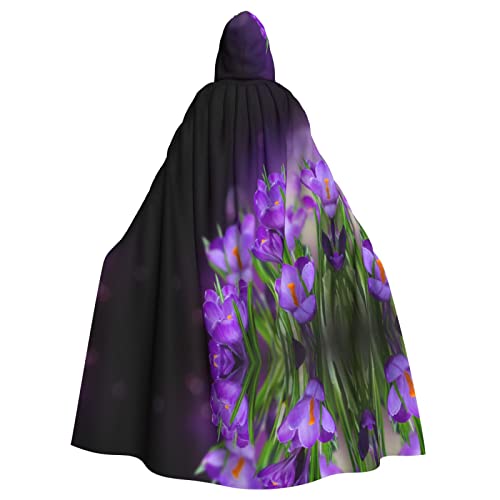 JBYJBX Kapuzenumhang mit grünen Blättern und violetten Blumen für Damen und Herren, Kapuzenumhang, Halloween, Karneval, Cosplay und Motto-Partys von JBYJBX