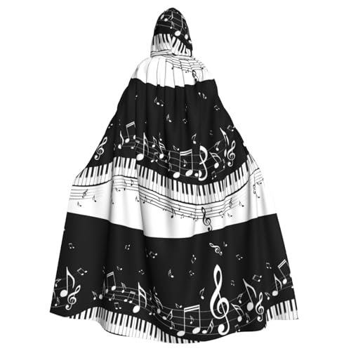 JBYJBX Klaviertasten mit Musiknoten-Druck, Halloween, Cosplay, Mittelalter-Festivals, Unisex, Umhang mit Hut und Kapuze JBYJBX Klaviertasten mit Musiknoten-Druck, Halloween, Cosplay, Mittelalter-Festivals, Unisex, Umhang mit Hut und Kapuze von JBYJBX