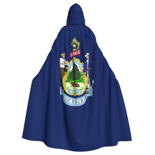 JBYJBX Maine State Flag Print Halloween Kapuzenumhang Karneval Partys Kapuzenumhang für Cosplay Vampir Kostüm von JBYJBX