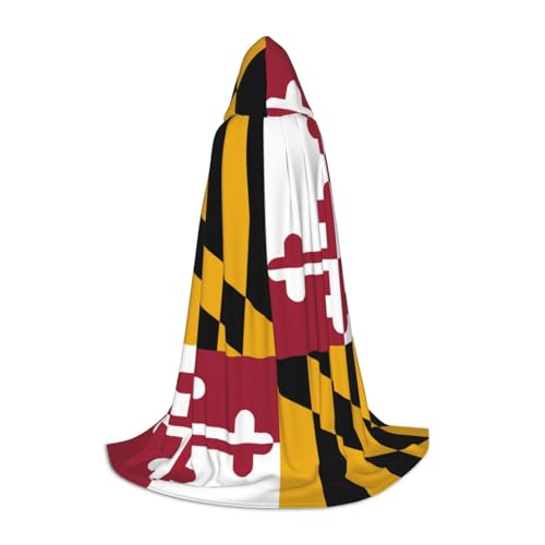 JBYJBX Maryland State Flag Print Halloween Hooded Cloak 130/150/170cm Carnival Witch Costume Cosplay Theme Party von JBYJBX