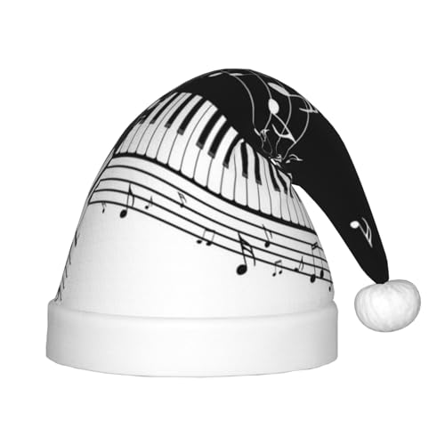 JBYJBX Schwarz-weiße Weihnachtsmütze mit Musiknoten-Druck, für den Außenbereich, Weihnachtszubehör, Partys, Unisex, Urlaub, Kopfbedeckung und Geschenk von JBYJBX