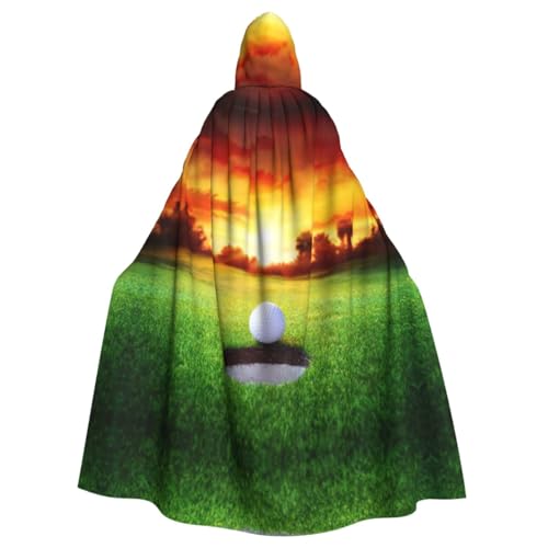 JBYJBX Sport Golf Ball Sonnenuntergang Baum Druck Halloween Kapuzenumhang Karneval Partys Kapuzenumhang für Cosplay Vampir Kostüm von JBYJBX