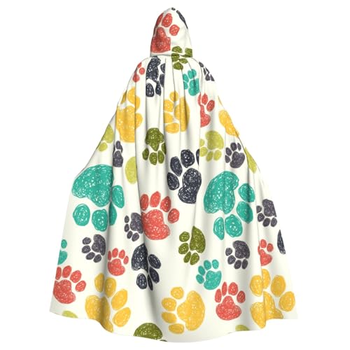 JBYJBX Süßer bunter Hundepfotenabdruck, Halloween, Cosplay, Mittelalter-Festivals, Unisex, Umhang mit Hut und Kapuze JBYJBX Süßer bunter Hundepfotenabdruck, Halloween, Cosplay, Mittelalter-Festivals, Unisex, Umhang mit Hut und Kapuze von JBYJBX