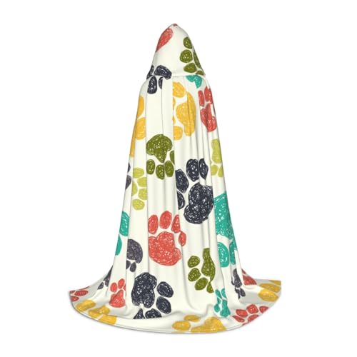 JBYJBX Süßer farbenfroher Hundepfotenabdruck, Unisex-Kapuzenumhang, Halloween, Cosplay, Kostüm, Weihnachten, Karneval, Party, Umhang JBYJBX Süßer farbenfroher Hundepfotenabdruck, Unisex-Kapuzenumhang, Halloween, Cosplay, Kostüm, Weihnachten, Karneval, Party, Umhang von JBYJBX