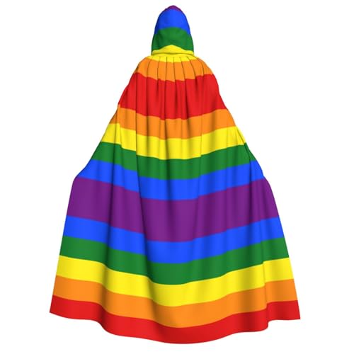 JBYJBX Umhang mit Kapuze, Regenbogen-Druck, 190 cm, Erwachsenenkostüm, Halloween, Cosplay, Karneval, Partys von JBYJBX