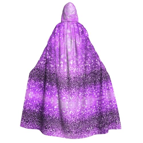 JBYJBX Umhang mit Kapuze, glitzernd, violett, glitzernd, 190 cm, Erwachsenenkostüm, Halloween, Cosplay, Karneval, Partys von JBYJBX