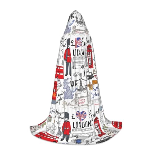 JBYJBX Umhang mit Kapuze "I Love London", Unisex, für Halloween, Cosplay, Weihnachten, Karneval, Party, Umhang, Schwarz, S JBYJBX Umhang mit Kapuze "I Love London", Unisex, für Halloween, Cosplay, Weihnachten, Karneval, Party, Umhang, Schwarz, S von JBYJBX