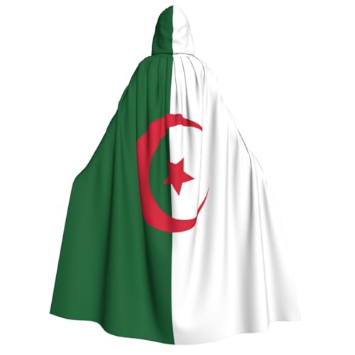 JBYJBX Umhang mit Kapuze in Algerien-Flagge, 190 cm, Erwachsenenkostüm, Halloween, Cosplay, Karneval, Partys von JBYJBX