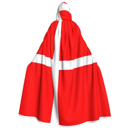 JBYJBX Umhang mit Kapuze in Dänemark, dänische Flagge, 190 cm, Erwachsenenkostüm, Halloween, Cosplay, Karneval, Partys von JBYJBX