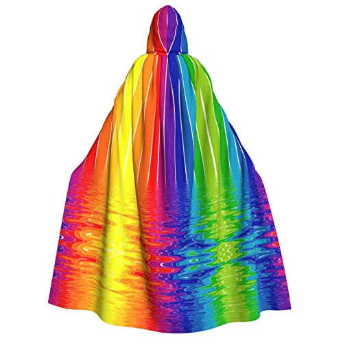 JBYJBX Umhang mit Kapuze in Regenbogenfarben, gestreift, 190 cm, Erwachsenenkostüm, Halloween, Cosplay, Karneval, Partys von JBYJBX