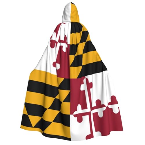 JBYJBX Umhang mit Kapuze und Maryland-Staatsflagge, 190 cm, Erwachsenenkostüm, Halloween, Cosplay, Karneval, Partys von JBYJBX