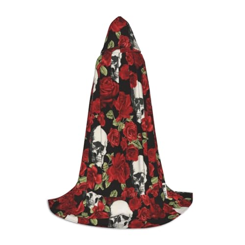 JBYJBX Umhang mit Kapuze und Rosen-Schädel-Druck, Unisex, Halloween, Cosplay, Kostüm, Weihnachten, Karneval, Party, Umhang JBYJBX Umhang mit Kapuze und Rosen-Schädel-Druck, Unisex, Halloween, Cosplay, Kostüm, Weihnachten, Karneval, Party, Umhang von JBYJBX
