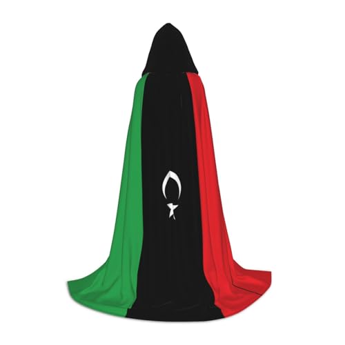 JBYJBX Umhang mit Libysche Flagge, Halloween, mit Kapuze, 130/150/170 cm, Karneval, Hexenkostüm, Cosplay, Mottoparty von JBYJBX