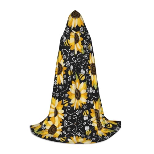 JBYJBX Umhang mit Sonnenblumen-Bienen-Druck, Unisex, Kapuzenumhang, Halloween, Cosplay, Kostüm, Weihnachten, Karneval, Party, Umhang, Schwarz, Small JBYJBX Umhang mit Sonnenblumen-Bienen-Druck, Unisex, Kapuzenumhang, Halloween, Cosplay, Kostüm, Weihnachten, Karneval, Party, Umhang, Schwarz, Small von JBYJBX