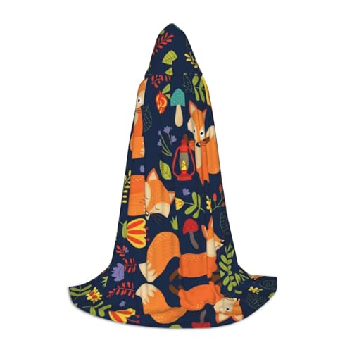 JBYJBX Umhang mit niedlichem Fuchs-Blumendruck, Unisex, Kapuzenumhang, Halloween, Cosplay, Kostüm, Weihnachten, Karneval, Party, Umhang JBYJBX Umhang mit niedlichem Fuchs-Blumendruck, Unisex, Kapuzenumhang, Halloween, Cosplay, Kostüm, Weihnachten, Karneval, Party, Umhang von JBYJBX