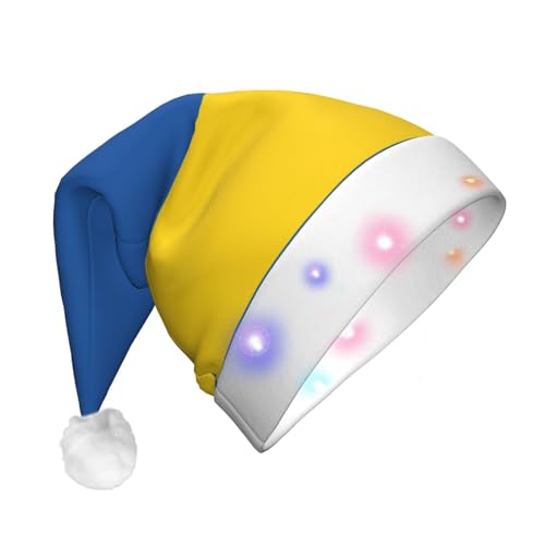 JBYJBX Weihnachtsmütze mit Flagge der Ukraine, LED-Weihnachtsmütze für Erwachsene, Weihnachtsmütze mit Lichtern, Weihnachtszubehör von JBYJBX