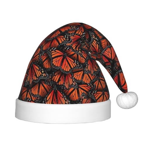 JBYJBX Weihnachtsmütze mit Monarch-Schmetterling-Aufdruck, Outdoor, Weihnachtszubehör, Partys, Unisex, Urlaub, Kopfbedeckung und Geschenk von JBYJBX