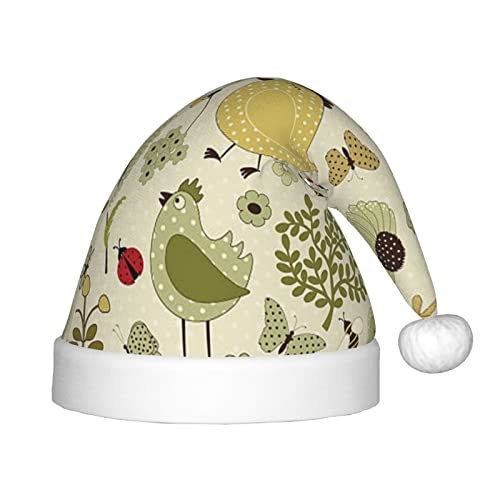 JBYJBX Weihnachtsmütze mit gelben Blättern, Huhn-Aufdruck, Outdoor, Weihnachtszubehör, Partys, Unisex, Urlaub, Kopfbedeckung und Geschenk von JBYJBX