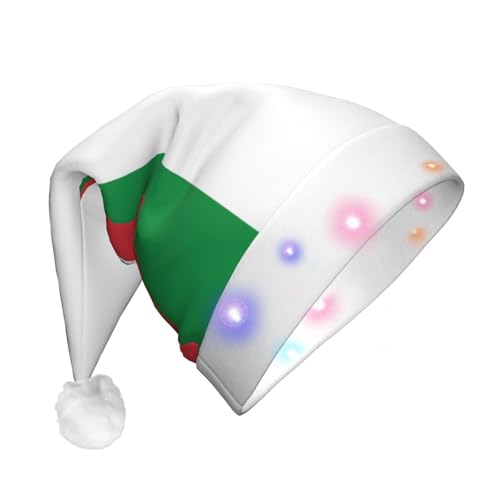 JBYJBX Weihnachtsmütze mit italienischer Flagge, LED-Weihnachtsmütze für Erwachsene, Weihnachtsmütze mit Lichtern, Weihnachtszubehör von JBYJBX