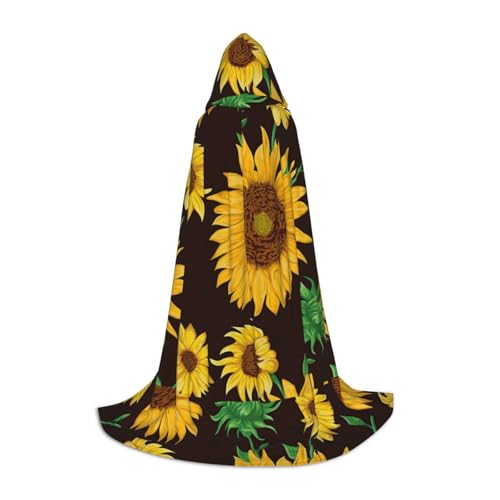 JBYJBX Wunderschöner Sonnenblumen-Druck, Unisex, Kapuzenumhang, Halloween, Cosplay, Kostüm, Weihnachten, Karneval, Party, Umhang, Schwarz, S JBYJBX Wunderschöner Sonnenblumen-Druck, Unisex, Kapuzenumhang, Halloween, Cosplay, Kostüm, Weihnachten, Karneval, Party, Umhang, Schwarz, S von JBYJBX