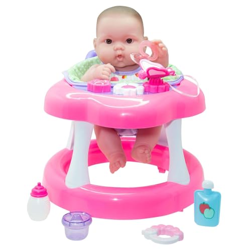 jc toys Lots to Love Babies Puppe aus weichem Vinyl, 36 cm, inkl. Lauflernhilfe und 6 Zubehörteile, ideal zum Spielen, Rosa, entworfen von Berenguer, ab 2 Jahren von jc toys