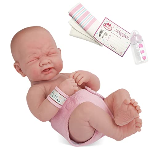 jc toys 18503 18501 La Newborn Babypuppe Vinyl-Puppe Day in Windel mit Flasche und Decke. Echtes Mädchen, First Tear Real Girl, 35,56 cm von jc toys