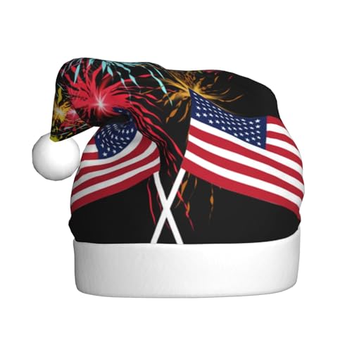 JCAKES Unabhängigkeitstag, Amerika-Flagge, Feuerwerk, Weihnachtsmütze, Weihnachtsmannmütze, Urlaubsparty, Kopfbedeckung, normalerweise verwendet für Halloween, Weihnachten, Neujahrskostüm-Zubehör. von JCAKES