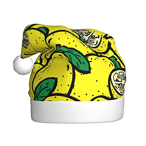 JCAKES Weihnachtsmütze mit gelber Zitrone, Weihnachtsmannmütze für Erwachsene, Partyhut, verwendet für Weihnachtsverkleidungen, um die festliche Stimmung zu schaffen. von JCAKES
