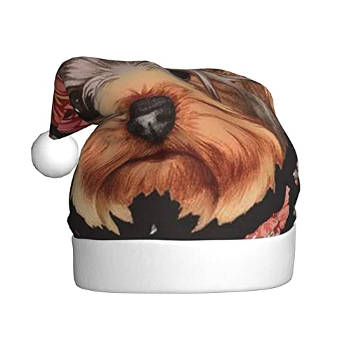 JCAKES Weihnachtsmützen mit Yorkie-Hundemotiv, Weihnachtsmannmütze für Erwachsene, Partyhut, verwendet für Weihnachtsverkleidungen, um die festliche Stimmung zu schaffen. von JCAKES