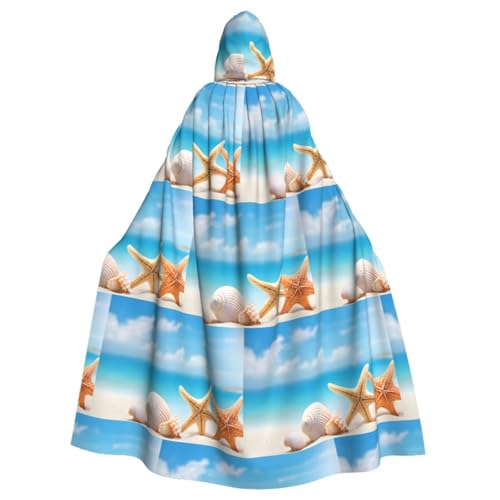 JCVYTSDLK Kapuzenumhang (Seashells Sand) Druck Halloween Kostüme Universal Unisex Cosplay Umhang für Feiertage, Festival, Cosplay Party von JCVYTSDLK