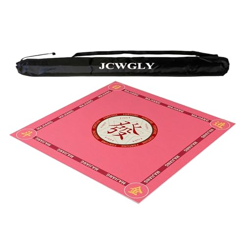 JCWGLY Dicke Quadratische Mahjong-Matte Für Den Tisch, Geräuschreduzierende Spieltischdecke Mit Rutschfester Gummirückseite, Verschleißfeste Tischdecke, Leicht Zu Reinigen(Pink,90 cm/35.4 in) von JCWGLY