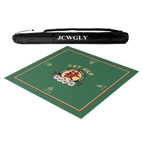 JCWGLY Geräuschreduzierende Mahjong-Matte, Spieltisch-Abdeckung, Dicke, rutschfeste Spielmatte Für Poker-, Karten- Und Kachelspiele, Mit Tragetasche(Green,60x60 cm/23.62x23.62 in) von JCWGLY