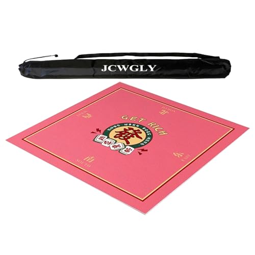 JCWGLY Geräuschreduzierende Mahjong-Matte, Spieltisch-Abdeckung, Dicke, rutschfeste Spielmatte Für Poker-, Karten- Und Kachelspiele, Mit Tragetasche(Pink,100x100 cm/39.37x39.37 in) von JCWGLY