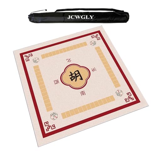 JCWGLY Große Mahjong-Matte Für Den Tisch Mit Tragetasche, rutschfeste Und Geräuschreduzierende Tischdecke Für Poker-, Karten- Und Brettspiele, Verdickt Und Verschleißfest(Red,75cm/29.52in) von JCWGLY