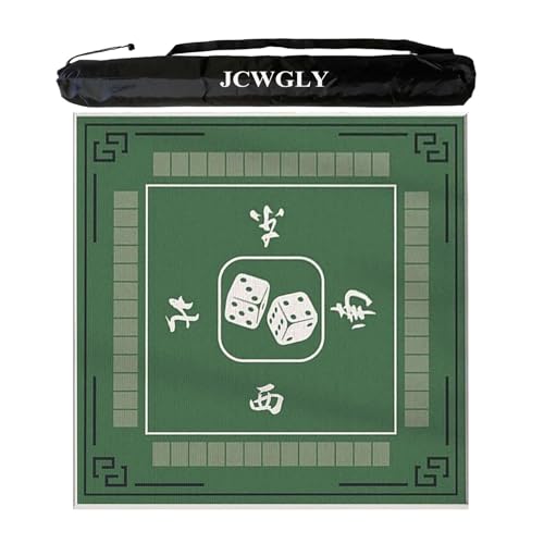 JCWGLY Grüne Quadratische Mahjong-Matte Für Pokerkartenspiele, rutschfeste, Geräuschreduzierende Tischdecke Mit Tragetasche, Spielmatte Aus Brett Und Kacheln(140x140 cm/55.11x55.11 in) von JCWGLY