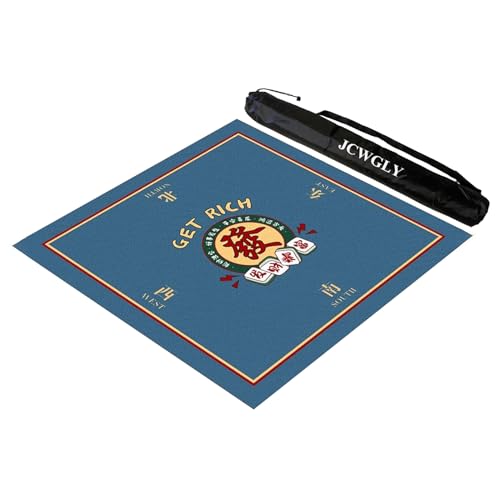 JCWGLY Quadratische Mahjong-Matte Für Den Tisch Mit Tragetasche, Rutschfester Und Geräuschreduzierender Spielmatte, Dicke Tischdecke Für Poker, Karten- Und Brettspiele(Blue,23.62x23.62 in) von JCWGLY