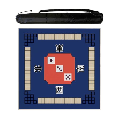 JCWGLY Quadratische Mahjong-Matte Für Tisch Mit Regeln, Rutschfester Und Geräuschreduzierender Poker-Brettspiel-Spielmatte Für Partys Im Innen- Und Außenbereich(Blue 2,120 cm/47.24 in) von JCWGLY