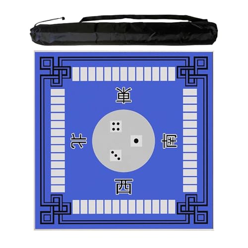 JCWGLY Quadratische Mahjong-Matte Für Tisch Mit Regeln, Rutschfester Und Geräuschreduzierender Poker-Brettspiel-Spielmatte Für Partys Im Innen- Und Außenbereich(Blue 3,95 cm/37.4 in) von JCWGLY